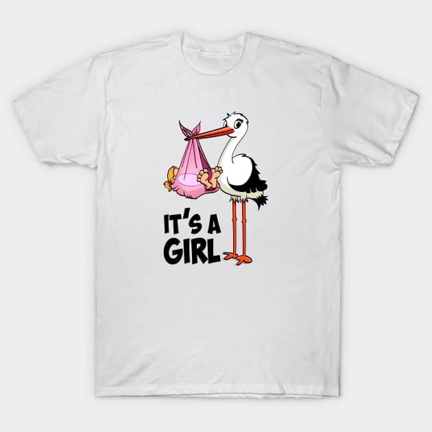 It’s a girl “The pink stork and the baby girl” T-Shirt by Stefs-Red-Shop